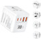 Adaptateur de Voyage Universel - Adaptateur Prise Universelle avec PD30W, 2 USB, Type C et 1 Prise AC pour l'Allemagne, États-Unis, Angleterre, Italie, Australie