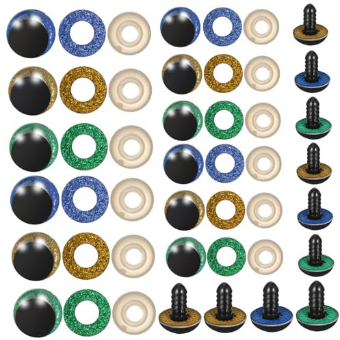 DOITOOL 3sets 60pcs Colored Safety Eyes for Dolls Durable Plastic Craft Eyes for Crochet Projects Easy Attachment 60pcs*3