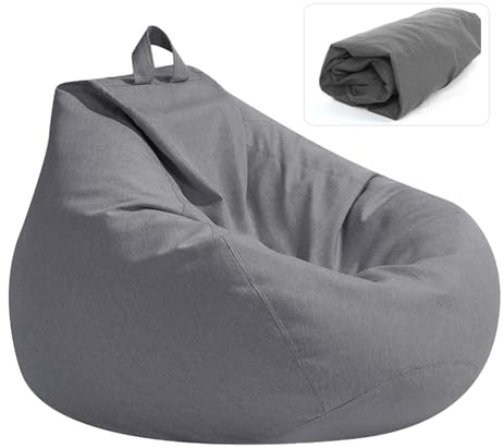 Poltrona Sacco per Bambini e Adulti, 100 x 120 CM Poltrona a Sacco Senza Imbottitura, Copridivano con Chiusura Lampo, Antipolvere bean Bag Chair, adatto Soggiorni, Camere (Grigio Scuro)