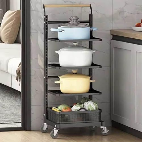 Sauce Pan Organiser for Cupboard Kitchen Stand Organiser Baking Tray Storage Rack Cupboard Plate Rack for Cupboard 4 Tier,Black-4 * 3boards*1basket