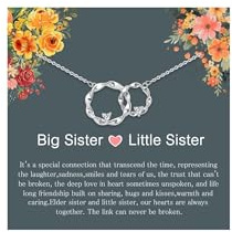 Angelra Sister Gifts Sister Bond Necklace Silver Plated Interlocking Circle Pendant, Jewellery for Big Little Sis, Birthday Gift from Sis(Big Little Sis)