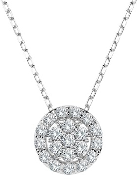 EDELIND Halskette Weißgold 585 mit 20 Diamanten 0.19 ct - Runder Anhänger Gold, Länge 45 cm - Collier Damen