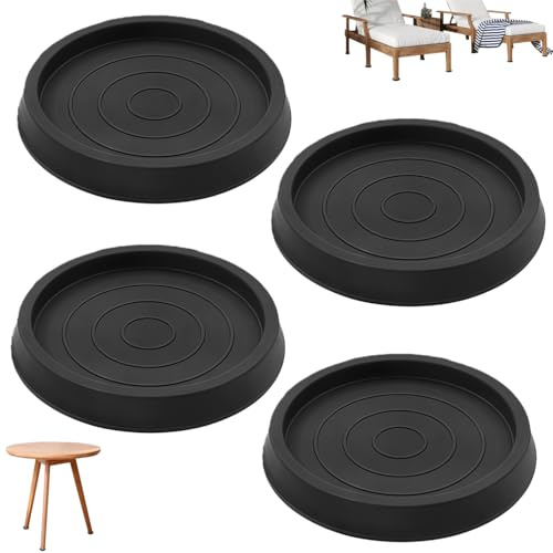 Zpeiran 4 Stück Möbeluntersetzer aus Gummi,2,5 Zoll Antirutsch Pads Bodenschutz für Möbelbeine an Bett, Tisch, Stuhl, Sofa und Schrank rutschfeste Greifer für Hartholzböden (Schwarz)