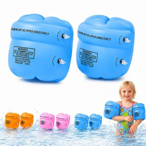Braccioli Bambini 1-6 Anni – Aiuto per il Nuoto – Gonfiabili Rotondi Sicuri e Comodi per Piscina e Nuoto, Adatti a Bambini 6-30 kg(Arancione)) (Blu)