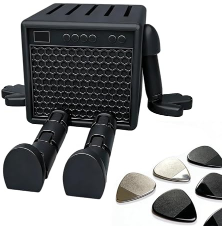 zwxqe plektrumhållare för gitarr, 3D-tryckt högtalarfigurformad organisatör, 5 spår gitarrplektrumhållare, funktionell och dekorativ musikaccessoar för bas, akustisk, ukulele, rum, studio