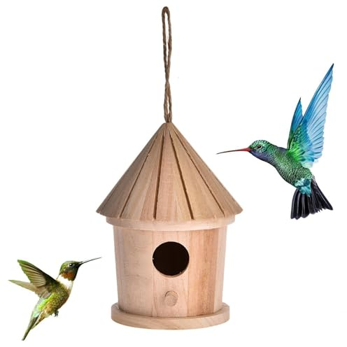 Nichoir à oiseaux - Nid d'oiseau bourdonnant naturel suspendu à faire soi | même | Nid Balançoire Colibri, cabane à oiseaux en bois, 110 * 110 * 140mm maison d'oiseau, Bluebird pour fenêtre de jardin