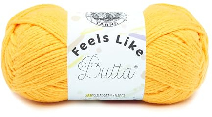 Lion Brand Yarn Feels Like Butta, Soft, Worsted Weight Yarn for Knitting, Crochet, and Crafts, Yellow, 1 Pack