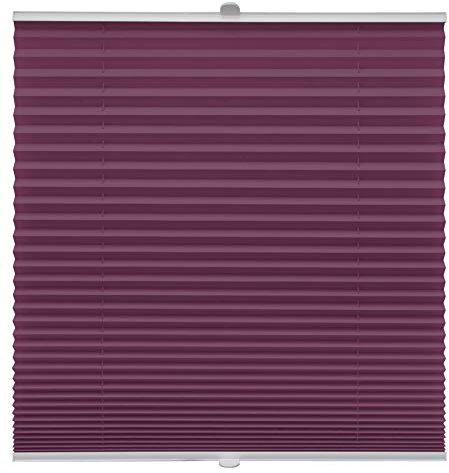 Plissee auf Maß Klemmfix für alle Fenster Montage über Klemmträger bis 27mm Faltrollo Blickdicht Sonnenschutzrollo Fenster-Rollo Lila Breite: 61-70 cm, Höhe: 40-100 cm