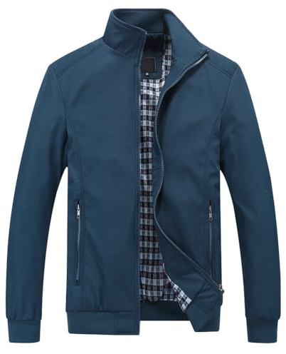 YOUTHUP Mens Summer Bomber Jackets Casual Lightweight Windbreaker Coat | Stand-up Spring Autumn Jackets with 3 Pockets for Sport Work Walking Hiking Cycling Golf Running