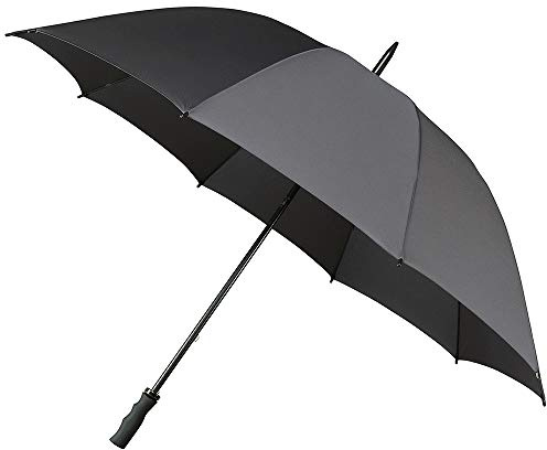 Impliva Golf-Regenschirm für Herren, manuelle Öffnung, 8 Streben aus bruchsicherem Fiberglas, extrem Winddicht, breiter Schutz mit Durchmesser von 100 cm, Grau
