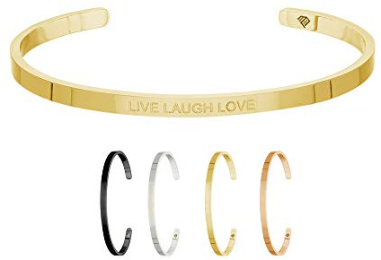 Max Palmer | Armband/Armreif mit Spruch - Gravur LIVE Laugh Love | Silber, Schwarz, Gold oder Roségold | Damen, Herren, Kinder | Charm/Bracelet | Bangle