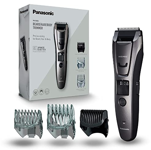Panasonic ER-GB80 Wet & Dry Electric Hair, Body & Beard Trimmer for Men, Hair Clipper Cordless, 3 Attachments, 40 Cutting Lengths, UK 3 Pin Plug, Grey