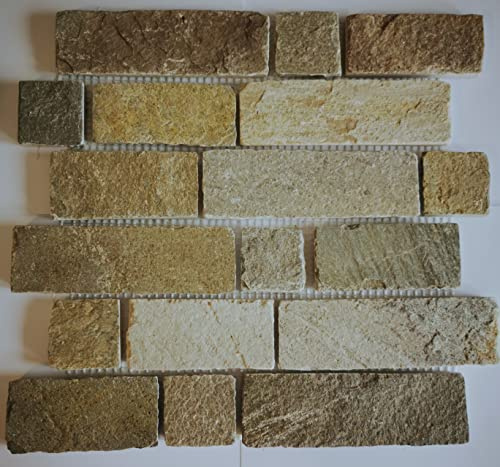 Mosaik Fliese Schiefer Naturstein hell beige für BODEN WAND BAD WC DUSCHE KÜCHE FLIESENSPIEGEL THEKENVERKLEIDUNG BADEWANNENVERKLEIDUNG Mosaikmatte Mosaikplatte