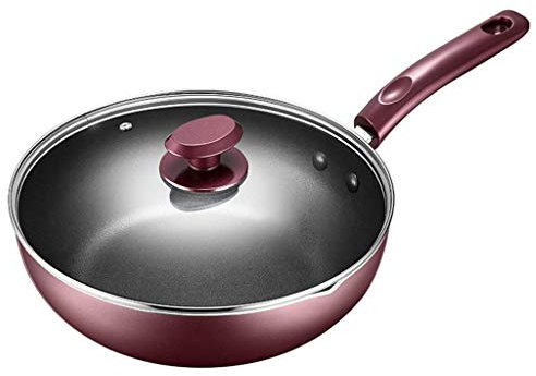 POÊLON antiadhésive Cuisinière à induction Ménage gaz Pot en acier inoxydable Poêle Pot Wok (Color : 45 * 10 * 42cm)