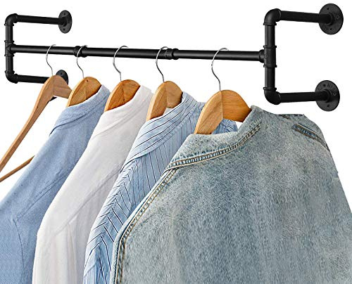 TANiCE Kleiderständer, Industrie, Retro-Kleiderständer, abnehmbar, 120 cm, Kleiderstange, Wandmontage, Kleiderstange, Loft-Stil, Rohrleiste, maximale Belastung 60 kg