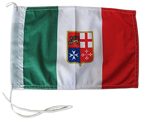 GUSTO Bandiera Italia Marina Civile 30 x 20 cm con Tessuto Nautico per Barca Mare Spiaggia Nazionale Tessuto Resistente alle Intemperie (30 x 20 - Marina Civile)