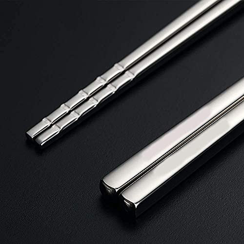 ZHANGDONG Palillos Chinos Palillos Sushi Palillos Coreanos Juego de Regalo de 10 Pares de Palillos de Acero Inoxidable/Palillos japoneses Reutilizables, se Aplica en el hogar y el Restaurante, a