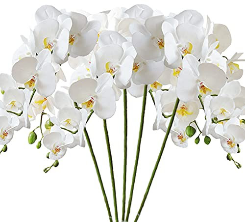 5 Künstliche Phalaenopsis-Blumen,Künstliche Orchidee Mit Künstliche, Party, Büro, Terrasse, Hof, Heim-Blumendekoration