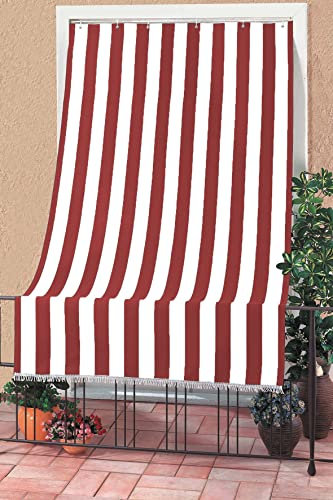 Tenda da Sole Art. RIVERS tendone Protegge da Raggi UV ultravioletti Oscurante da Interno Esterno per balcone antistrappo Resistente alla Pioggia 145X250 CM RIGHE LARGHE BORDO'
