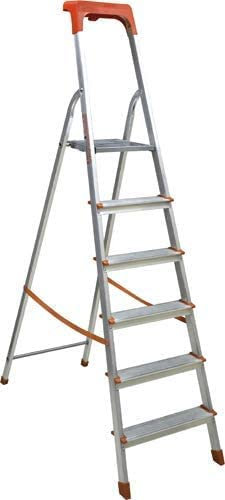 Scala Domestica in Alluminio Pieghevole Leggera Antiscivolo con Portaoggetti e Gancio Porta Secchio Scaletta Multifunzione made in italy (8 gradini)