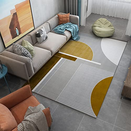 Teppich Teppich waschbar,Grauer, Brauner, Waschbarer Teppich Mit Geometrischem Design Schreibtisch deko,modernes Wohnzimmer 80x160cm