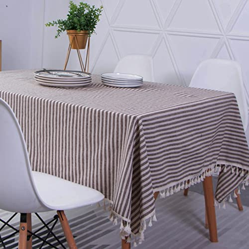 Novetec Tischdecke Rechteckige Baumwolle Leinen Tischtuch Abwischbar Ölbeständig Fleckschutz Tischdecken Pflegeleicht für Drinnen Draussen Garten Esszimmer Party und Festen 130x180