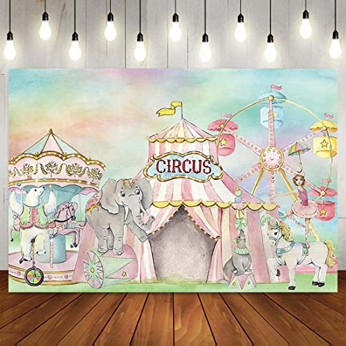 Zirkus Karneval Hintergrund Zelt Rosa für 1. ersten Geburtstag Party Wand Dekor Pographie Hintergrund Baby Dusche Kinder Banner Poster