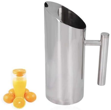 HERCHR Brocca in Acciaio Inox con Manico, 1 litro Caraffa refrigerante con protezione beccuccio per tè freddo/caldo, tè alla frutta, caffè