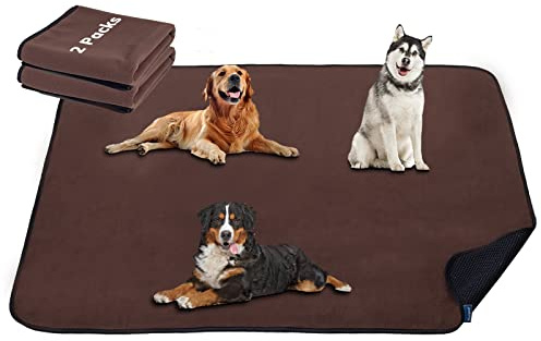 Barpor waschbare Pinkel-Pads für Hunde, 2 Packungen, 91,4 x 121,9 cm dick, Wiederverwendbare Welpen-Pads, stark saugfähig, auslaufsichere Wurfmatten für Hunde, rutschfeste Laufstall-Pads für Hunde