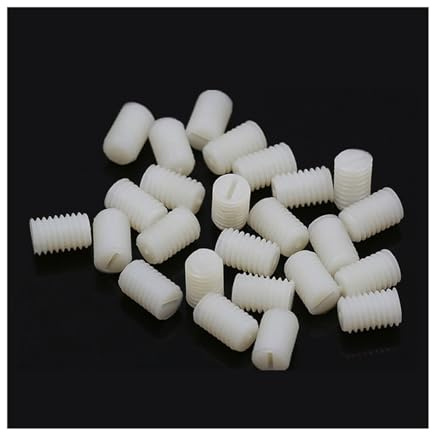 SEIDER 5–60 Stück metrische Kunststoff-Schlitzschrauben, Flache Gewindestifte, Nylon-Gewindestift, kopflose Schlitzschrauben, M3, M4, M5, M6, M8(6mm,M5 (20Pcs))