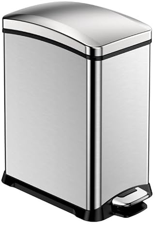 PROREGAL Rechteckiger Treteimer aus gebürstetem Edelstahl | 15 Liter, HxBxT 42x21,7x38,2cm | Silber