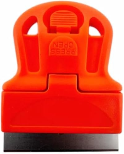 Orange Mini Razor Scrapers, Mini Plastic Handle Steel Blade Window Paint Scraper, Wallpaper Sticker Decal Residue Label Removal, Putty Knives
