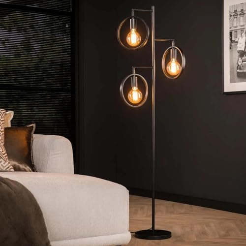 famlights Idris Industrie Stehlampe Wohnzimmer Vintage aus Holz Wohnzimmerlampe/Stehleuchte Wohnzimmer Landhaus Industrial retro Schlafzimmer Standleuchte/Stehlampe Holz Stehlampe E27