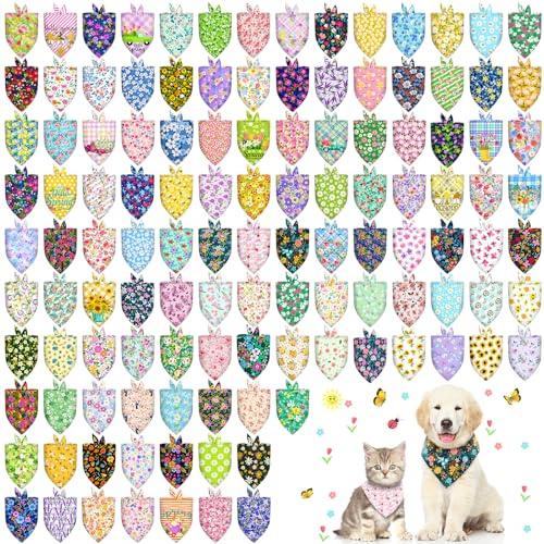 Hundehalstücher für Frühling und Sommer, verstellbar, Blumenmuster, waschbar, Blume, Welpen, Fellpflege, Bandana für Muttertag, kleine, mittelgroße und große Rassen, für Hunde, Katzen