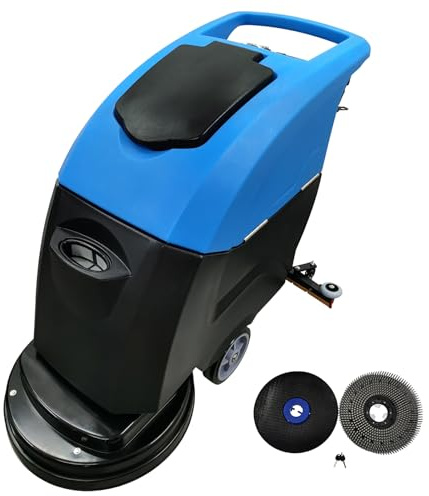 EQCOTWEA Commercial Floor Scrubber Washer Dryer 20'' Hand Push Auto Floor Cleaner 13Gal Clean & 10.5Gal Dirty Water Tank, 65dB Low Noise for Mall/Hotel/Airport/Factory/Office, Wire-Type 110V