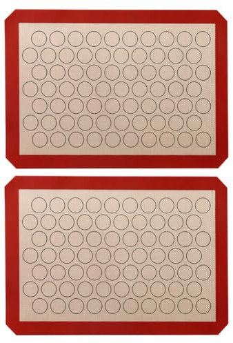 AMIUHOUN Lot de 2 tapis de cuisson en silicone pour macarons – pour moules de cuisson – fabrication de macarons, pâtisseries, – Qualité professionnelle antiadhésive