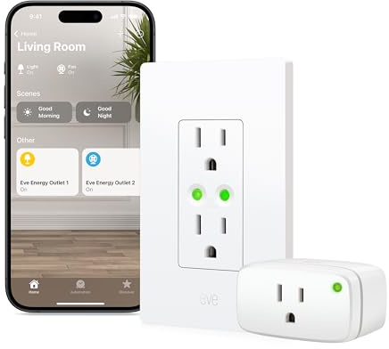 Eve Energy Outlet (Matter) - Smart Plug & Power Meter, App & Voice Control, No Bridge, Thread & Energy, 100% Privacy