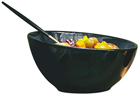 TVSKWMRQ Ciotole Ciotola per zuppa Insalatiera in Ceramica obliqua Vintage Ciotola per mescolare Lavaggio per la casa Adatto per lavastoviglie Forno a microonde 10,5 * 20,5 cm Verde Scuro