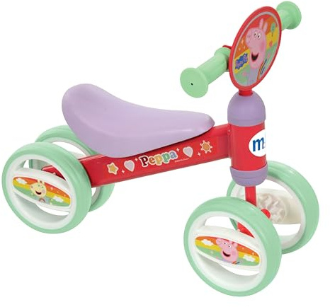 Peppa Pig Baby trehjuling, 47 x 25 x 37 cm, max. 15 kg + 1 år, 3 punkteringssäkra hjul, ergonomisk sits, stabil struktur, färgglad design, cykel utan pedaler (77758)