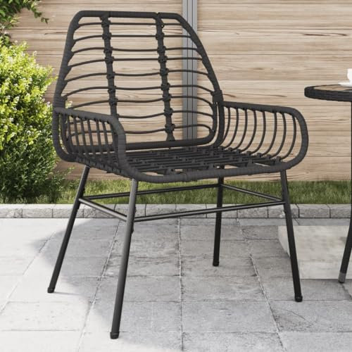 qohoio Gartenstühle 2 STK. Garten StüHle Relaxsessel Garten Gartensessel Outdoor GartenstüHle Schwarz Poly Rattan - 369091