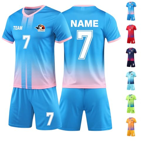 LAIFU Individuelles Fußballtrikot für Erwachsene und Kinder Personalisiertes Fußballtrikot mit Name, Nummer, Teamname und Logo