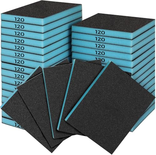Sruhrak 18 Stück Weich Schleifschwamm, 120 Körnung Weiches Schleifblock Nass und Trocken Schleifschwämme Waschbar und Wiederverwendbare Schleifpads für Holz, Kunststoff und Metall Polieren