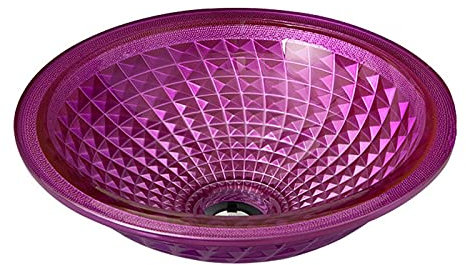 HKFJSH Badezimmer-Waschbecken, Glas-Waschbecken, Aufsatz-Waschbecken, rundes Waschbecken, 12 mm Dickes, gehärtetes Kristall-Badezimmer-Waschbecken mit Abfluss-Kombination