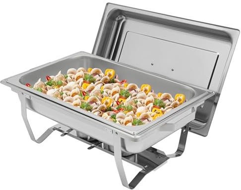 Susoso 7L Chafing Dish, Edelstahl Warmhaltebehälter mit Fuel Holder Tray Speisewärmer Wärmebehälter für Restaurants 60x34.5x30cm Silber