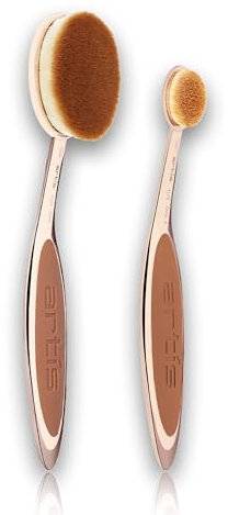 Artis Elite 2 Brush Set - Makeup Brushes with Patented Design - Makeup Brush Set for Foundation and Concealer - Professional Tools - Rose Gold - 2 pc