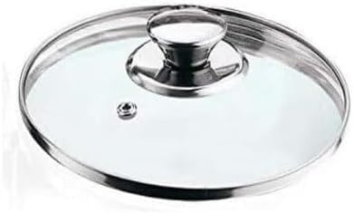 Saucepan Glass Lid Vented with Stainless Steel Knob and edged, fit most Saucepans, Round Casserole Dish and Frying Pans, (Glass Lid 22 cm)