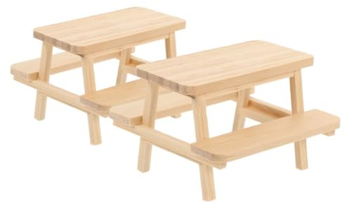 ifundom 2stücke Teiliges Puppenhaus Möbelset Aus Holz Tisch Und Stühle Für Puppenhaus Für Fotografie Und Dekoration Wohnzimmer Schlafzimmer Balkon Und Märchengarten
