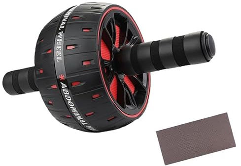 F Fityle Cuerpo de la Rueda del Fitness Buerto del Cuerpo para el Entrenamiento de Fuerza silenciosa en el Gimnasio en casa con colchoneta de Ejercicio, Negro Rojo