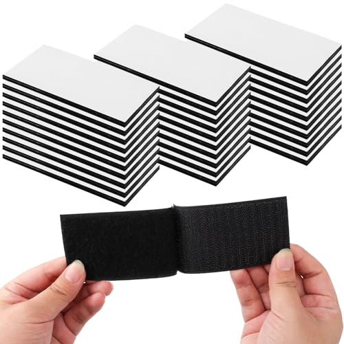 Bomtop 30 Pièces Scratch Autocollant Double Face 5cm × 10 cm, Scratch Autocollant, Scratch Double Face, Bande Scratch Adhésive pour Fixation, Organisation, Rangement et Bricolage, Noir