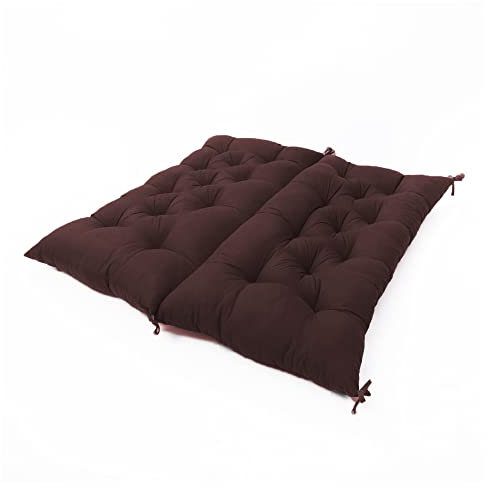 Dickes Gartenbank-Sitzkissen mit Rückenlehne, Liegestuhlkissen, Outdoor-Möbel, Schaukelbank, Holzbank, Sitzkissen für Zuhause, Büro, Sofa, Terrasse, Veranda, 120 x 100 x 8 cm, Braun